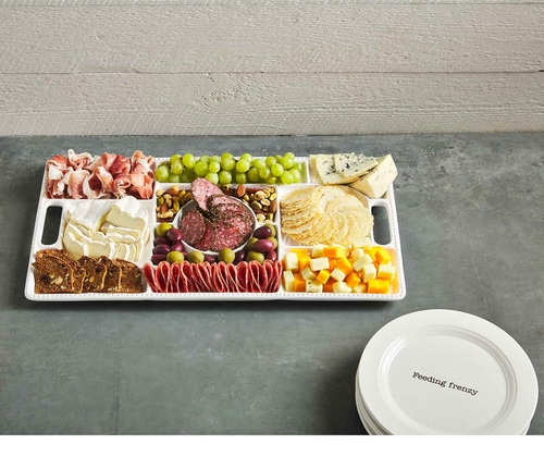 Versatile Unique Ceramic Food Tray with Letters for Serving and Displaying
