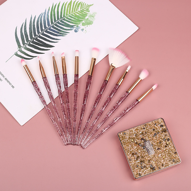 10 Crystal Handle Makeup Brush Sets Beginners Full Set of Makeup Brushing Eye Shadow Brushes Cross -Border Dedicated Beauty Tools