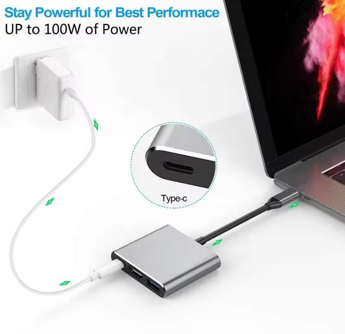 Адаптер Xput 3 в 1 USB-C на USB 3.0 и HDMI 4K