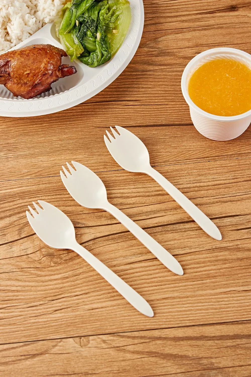 Cutlery Set Fork Spoon Natural 100% Biodegradable Cornstarch Spork for Fruit Salad
