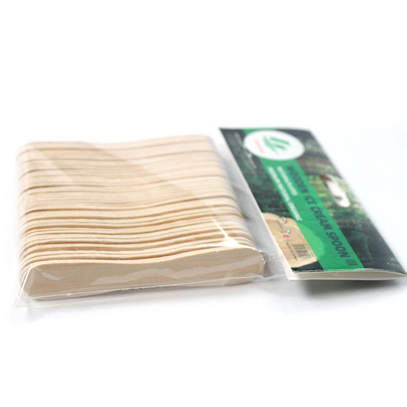 Birch Wood Natural Color Ice Cream Spoon Made in China