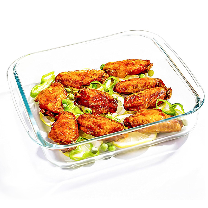 Popular Glass Baking Dishes Square Glass Bakeware Glass Baking Tray Durable Glass Baking Dish High Temperature Resistant Glass Bakeware