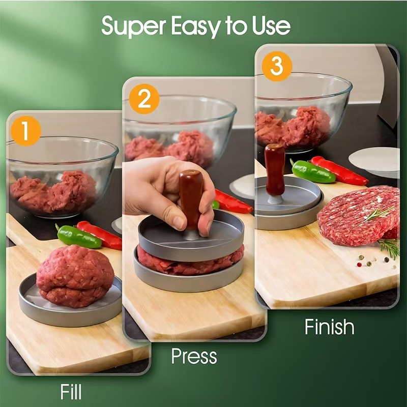Easy-to-Use Nonstick Hamburger Maker and Meat Press for Households