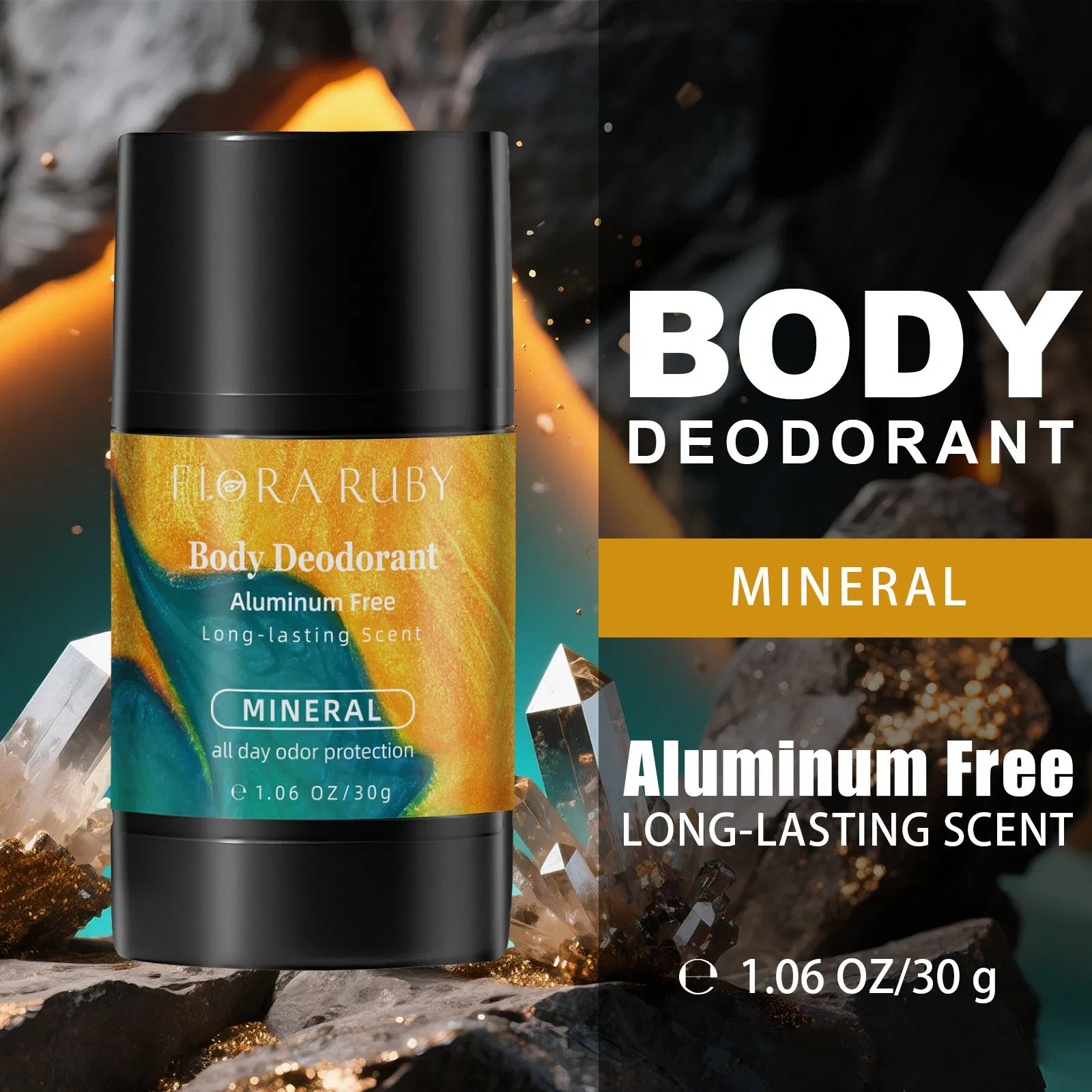 Hypoallergenic Portable Deodorant with Gentle Organic Pearl Beads