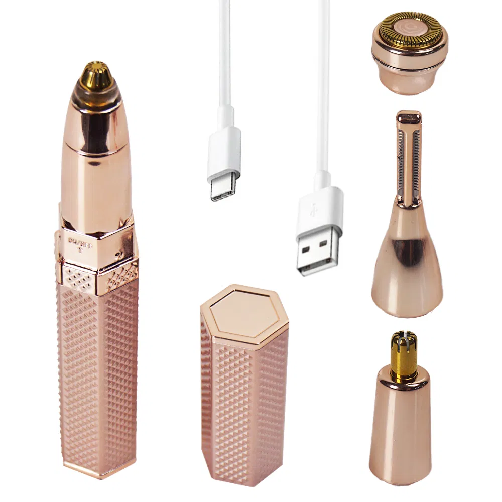 Portable 4 in 1 USB Rechargeable Nose Hair Shaver Hair Removal Painless Eyebrow Trimmer