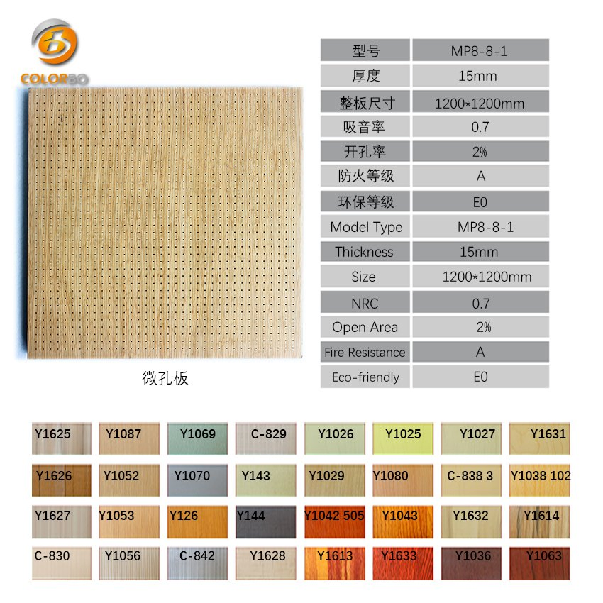 Wooden Perforated Acoustic Panels with Veneer Surface
