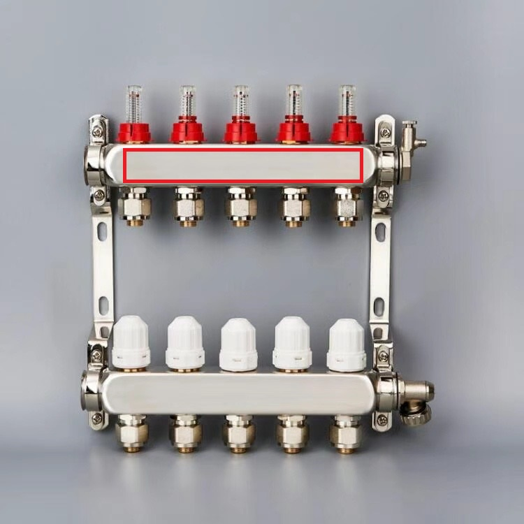 4 Loop Manifold Stainless Steel Pex 0-2 Gpm Radiant Heating, with 1/2" Pex Fittings