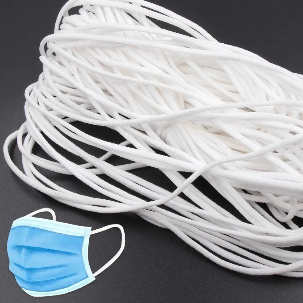 3mm-5mm White Round Elastic Ear Loop for Face Masks Face Mask Accessory