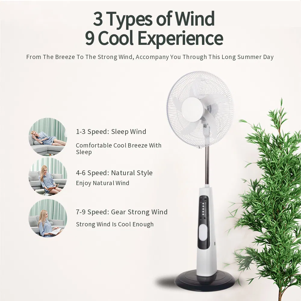 Home Appliance 16 Inch Rechargeable Stand Fan Air Cooling Fan with Remote Control