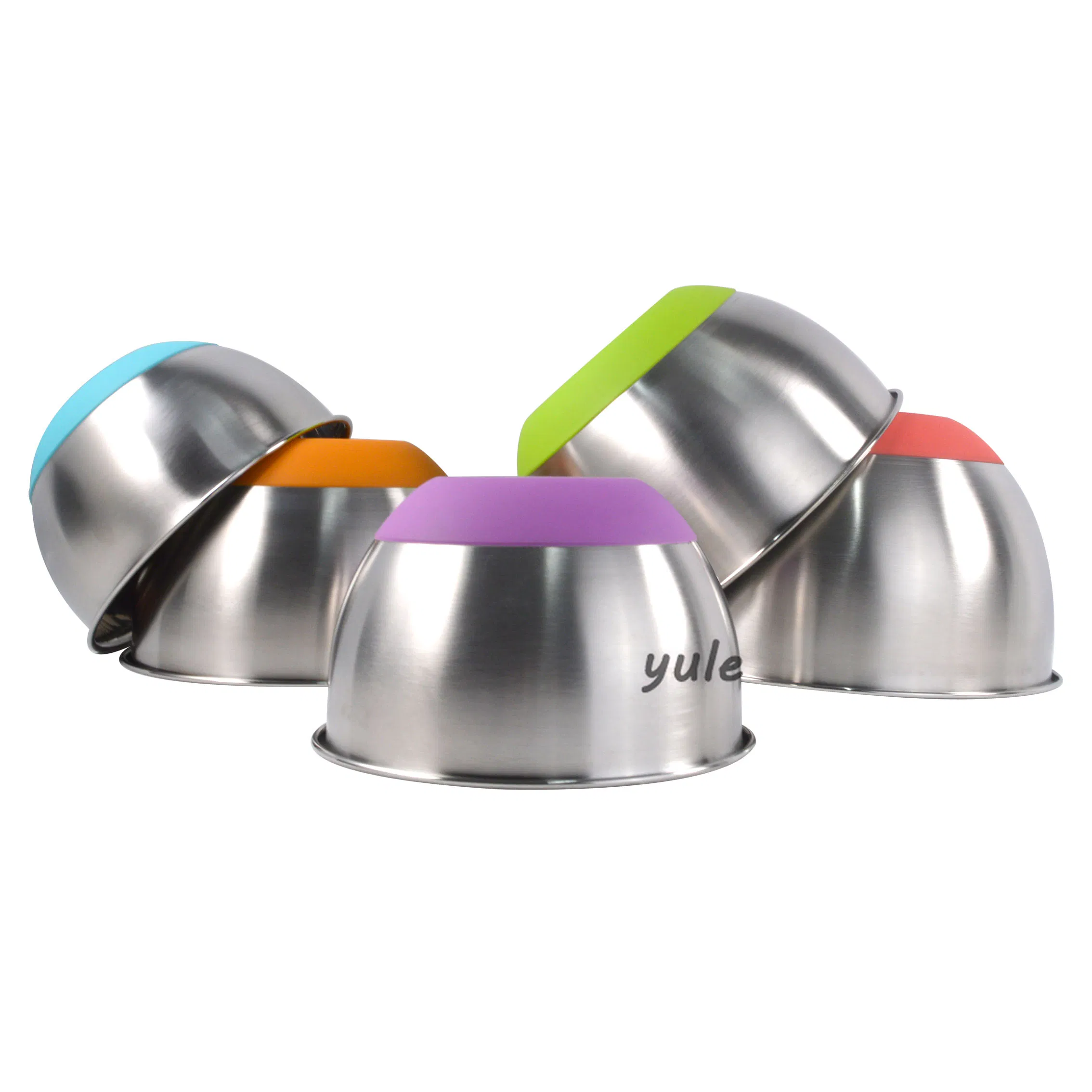 Colorful Silicone Bottom Stainless Steel Mixing Bowl Kitchen Utensils