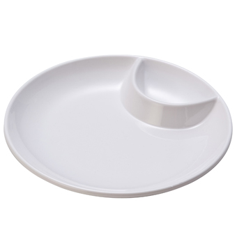 Dumpling Plate Melamine Tableware White Plate 2-Divided Plate