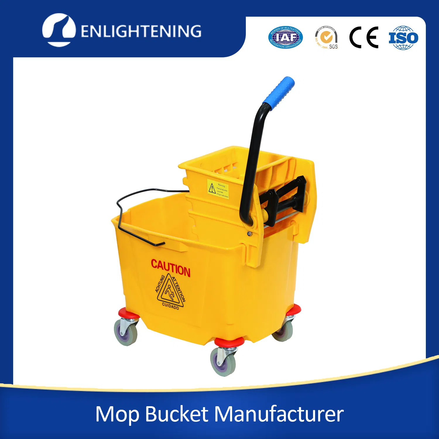 Custom Size Best Quality Commercial Heavy Duty Industrial Squeeze Cleaning Plastic Mop Bucket Set Manufacturer with Wringer