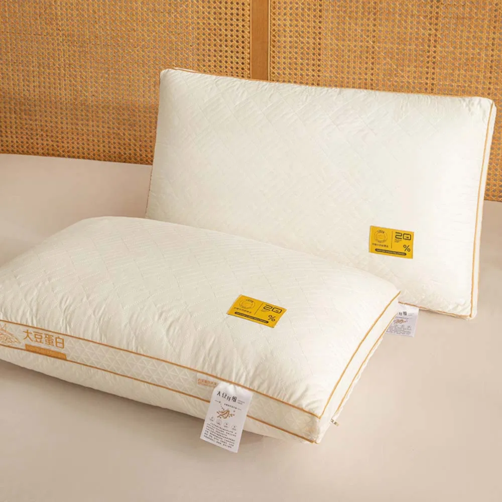 New Soy Protein Fiber Core Three-Dimensional Mite Resistant & Hypoallergenic Neck Protection Single Pillows for Quilted/Nap/Sleeping in Hotel/House/Dormitory