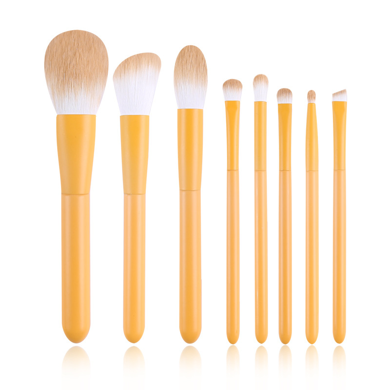 8PCS Candy Color Wood Handle Makeup Brushes Eyeshadow Brush Eyebrow Brush High-Quality Beauty Tools