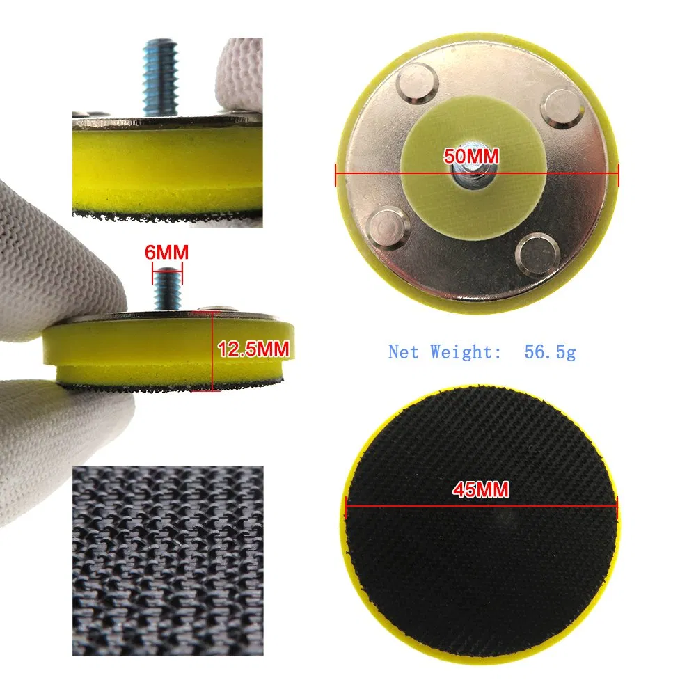 Полировальная площадка 45мм с резьбой M6 и липучкой