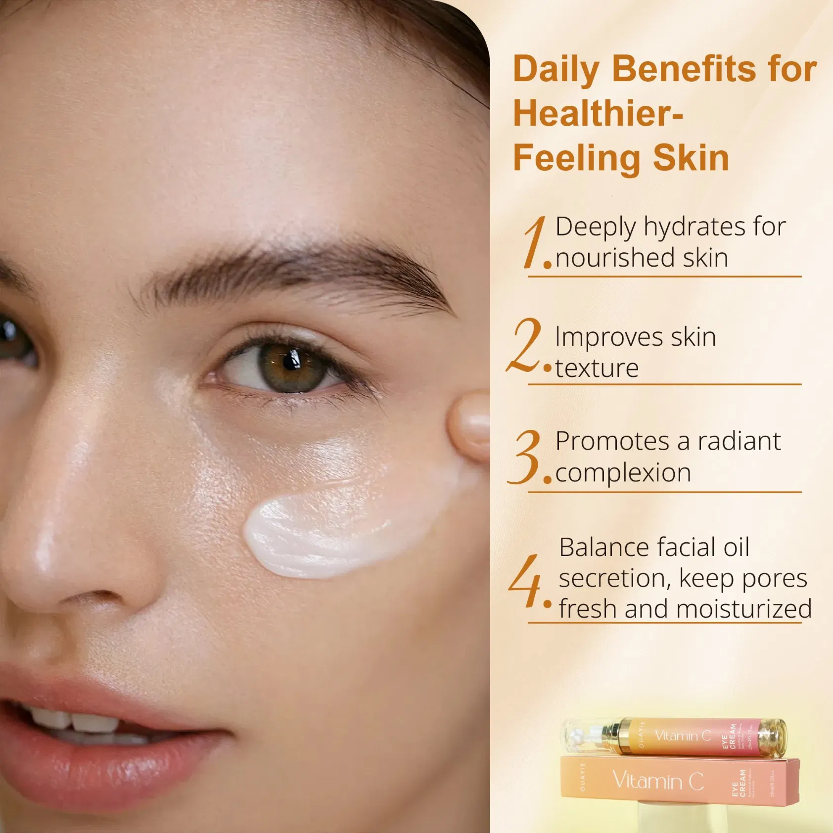 Beauty Cosmetics Skin Care Anti-Aging Moisturize Massage Roller Vitamin C Eye Cream