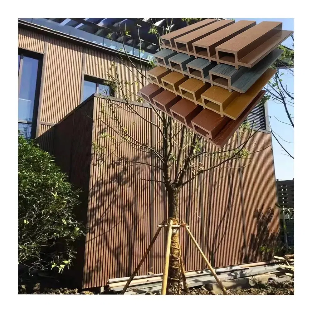 Wooden Grain Lamin Waterproof Decoration Outdoor WPC Cladding Fluted Wall Panels Boards