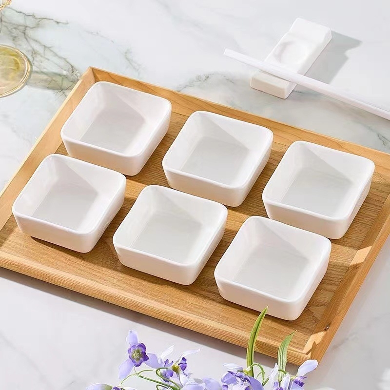 Saucer Soup Bowl Plate Square Round Shape White Ceramic Porcelain Tableware