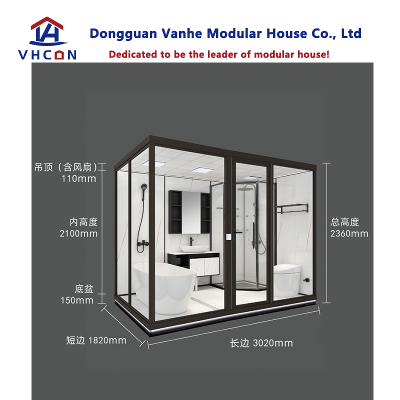 High Quality Indoor Hotel Building Design Glass Unit Shower Cabin Modern Portable Prefabricated Modular Bathroom Pod for Sale