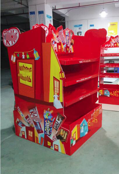 POS Cardboard Chocolate Pallet Display Stand Snack Food Display Rack Manufacturer