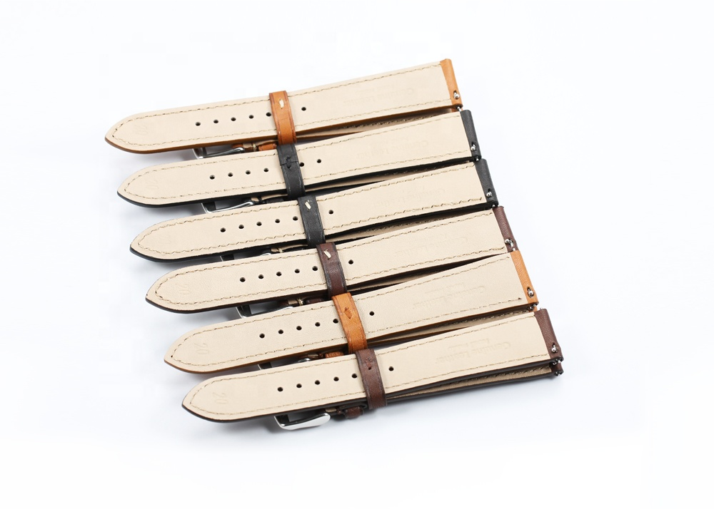 Genuine Leather Watch Band for Apple Watch Black France Calf Skin Vintage Look for Men Dropship Wholesale OEM