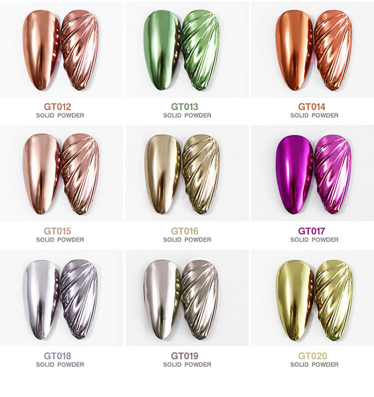 High Grade Multi Color Private Logo Chrome Metal Mirror Solid Powder for Nail Art Eyes