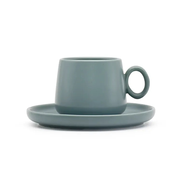 Керамическая кружка с блюдцем Color Glaze, 120 мл