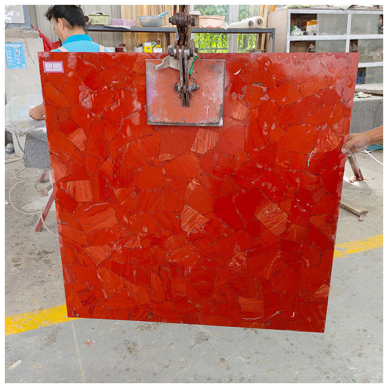 Semi Precious Ruby Red Jasper Gemstone Slabs for Countertops and Tables