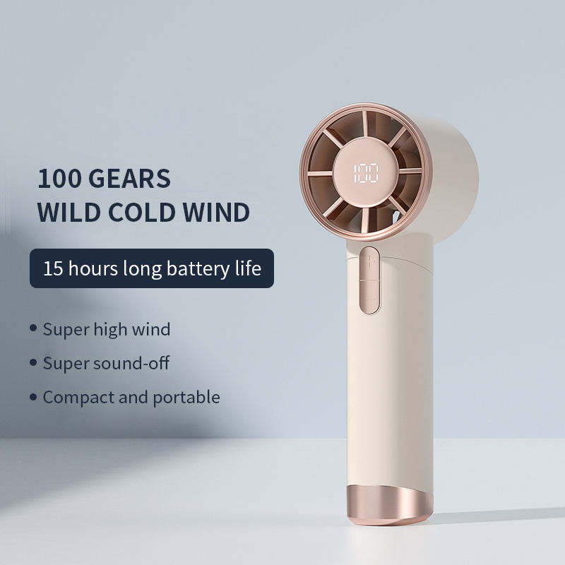 2025 Portable Wearable Mini Turbo Cooling Handheld Fan 100 High-Speed Type-C Rechargeable New Design Small Portable Hand Fan