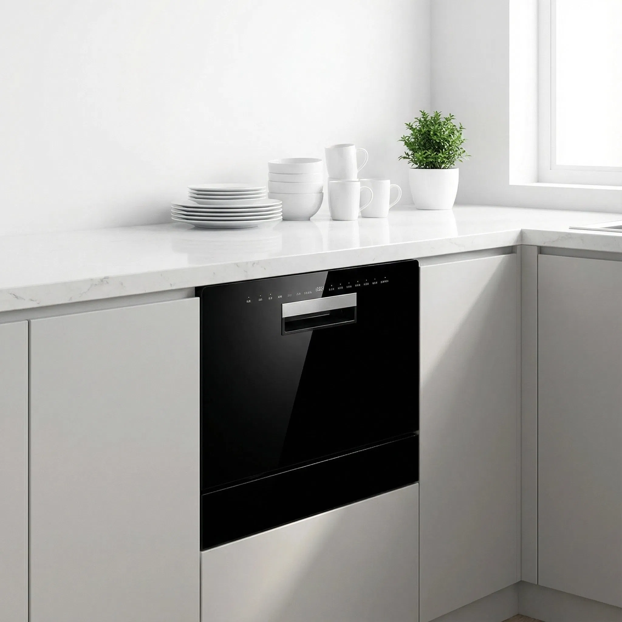 Compact Household 6- Place Settings UV Sterilization Hot Air Drying Dishwasher