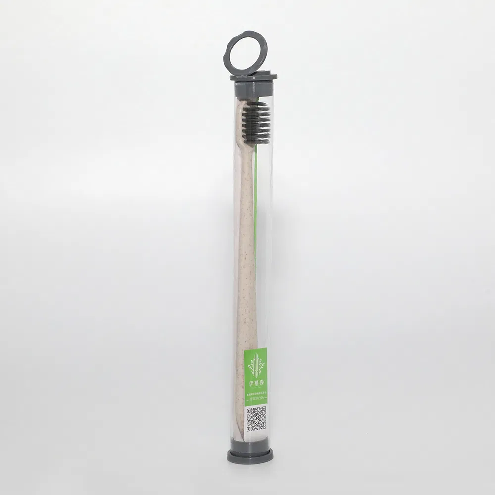 Wholesale Blue Square Head Disposable Travel Straw Toothbrush Set 05