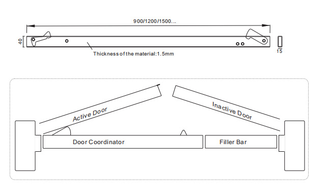 E-Star Hardware Door Coordinator Bar for Double Door