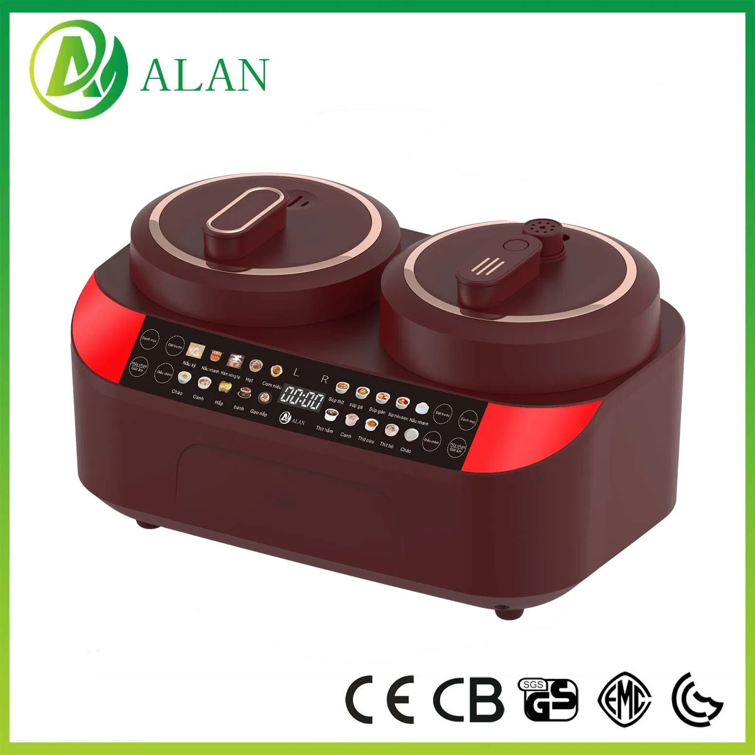 2024 New Developed Private Model Double Burner Electric Rice Cooker+Pressure Cooker 2.0L+2.5L with Low Sugar Function