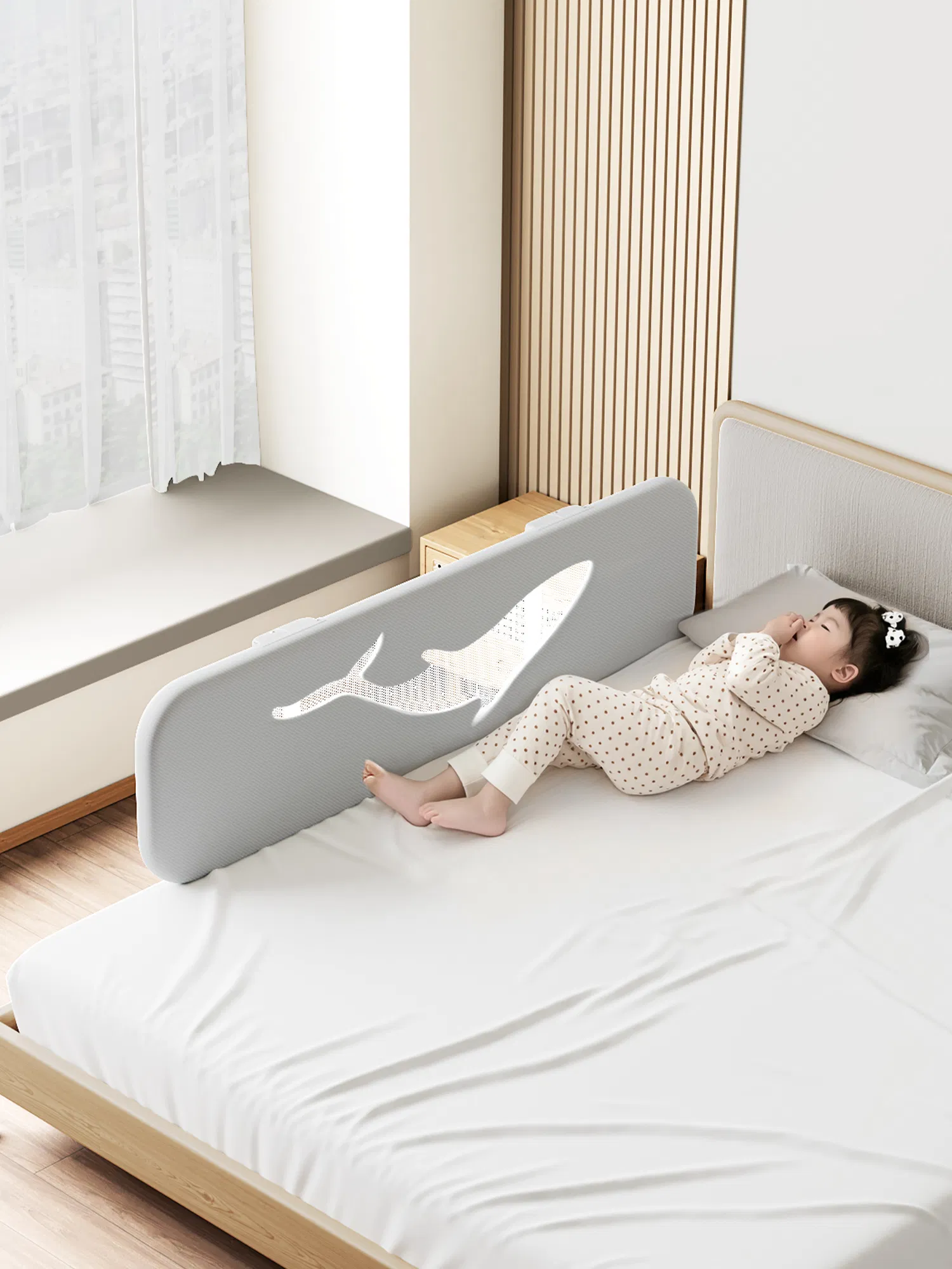 Foldable Baby Co-Sleeper Bassinet with Anti-Slip Bed Guardrail