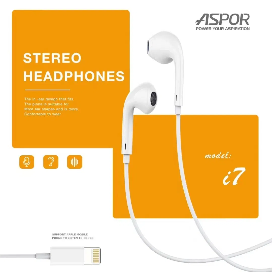 Наушники Aspor с микрофоном для iPhone (Lightning)