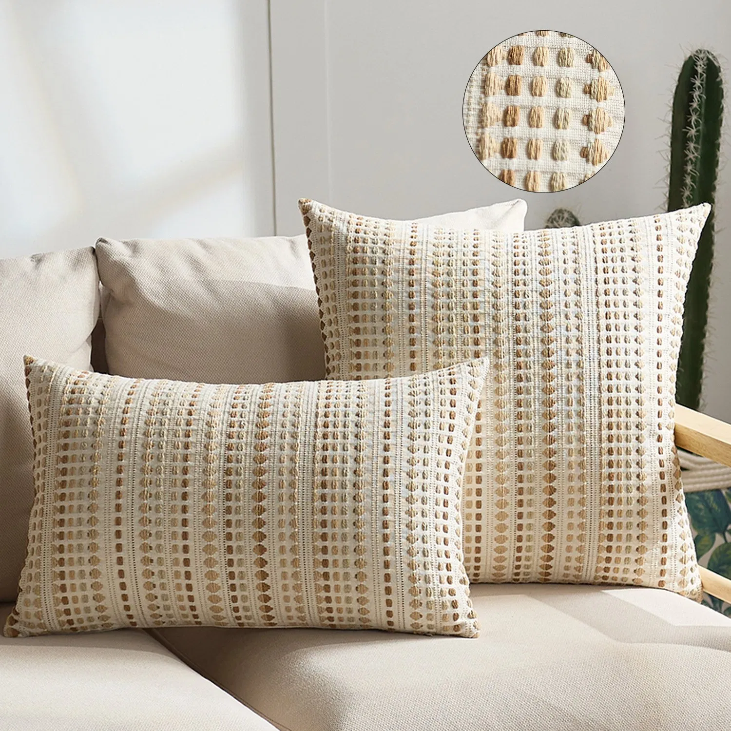 Wholesale Custom Jacquard Square Cushion Cover Home Sofa Decoration Color Weaving Throw Pillow Cover