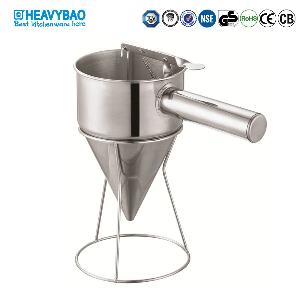 Heavybao Stainless Steel Pancake Batter Dispenser Oil Funnel Kitchen Tool