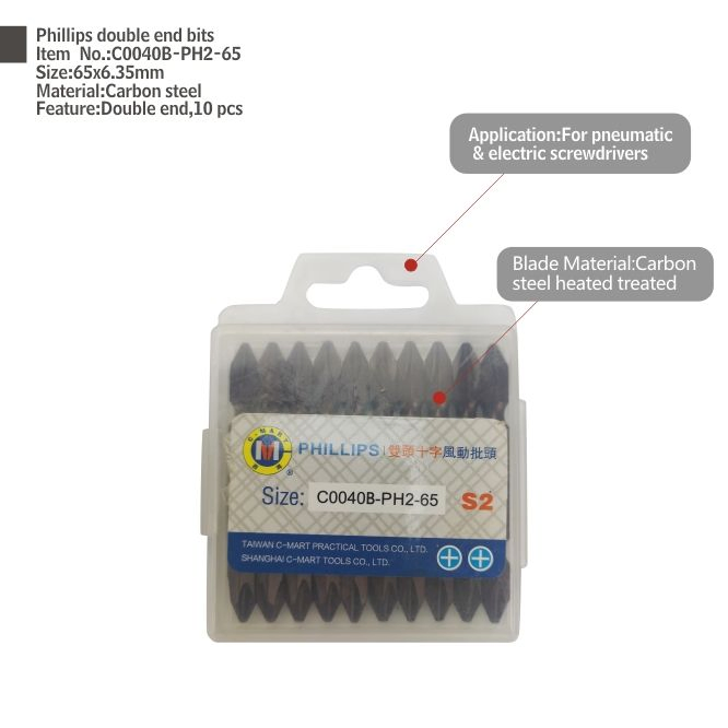 S2 pH2 Double End Bits for Pneumatic Electric Screwdrivers