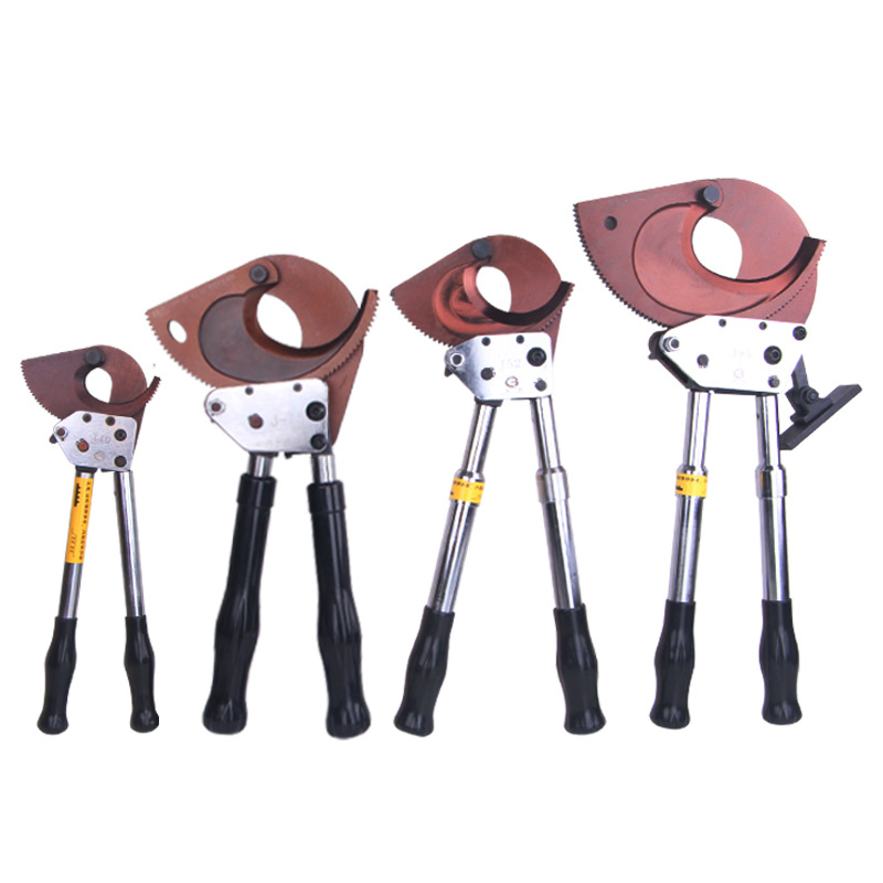 Manual Ratcheting Cable Scissors Cable Cutter with Gears Steel Core Disconnecting Pliers