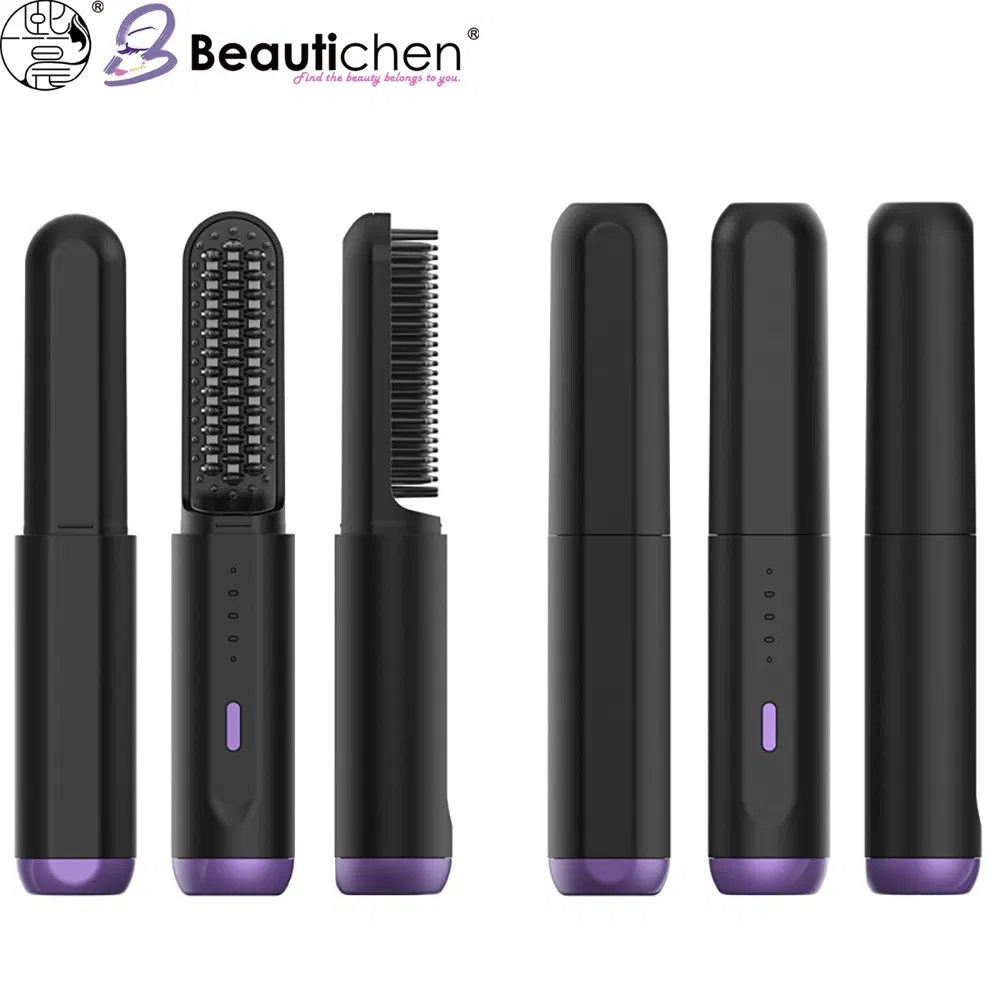 Beautichen Red Ionic Hair Straightening Brush – 2-in-1 Anti-Scald Hot Comb for Straight & Curly Styles with Adjustable Heat & Frizz Control