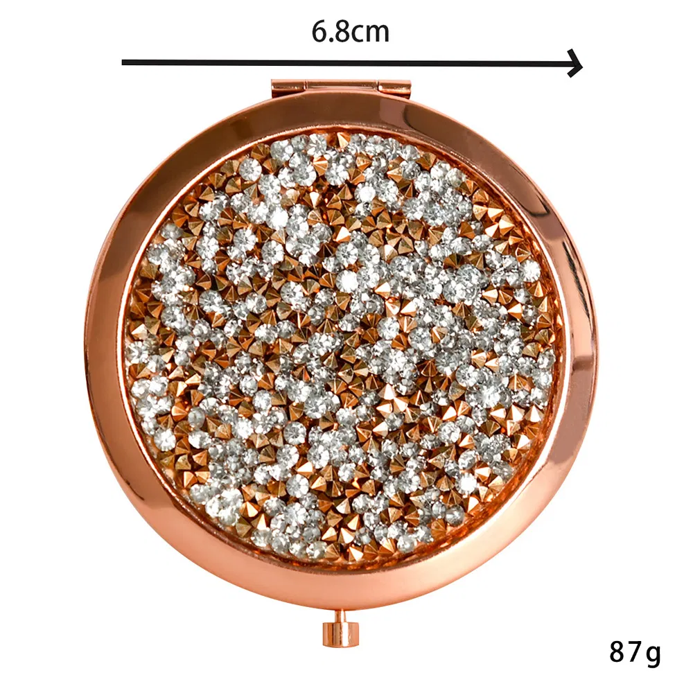 Magnifying Round Mini Makeup Compact Hand Metal Small Folding Cosmetic Pocket Mirror