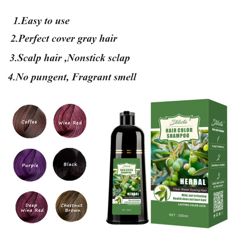 Permanent Herbal Speedy Black Hair Dye Shampoo for Gray and White Hair Coverage