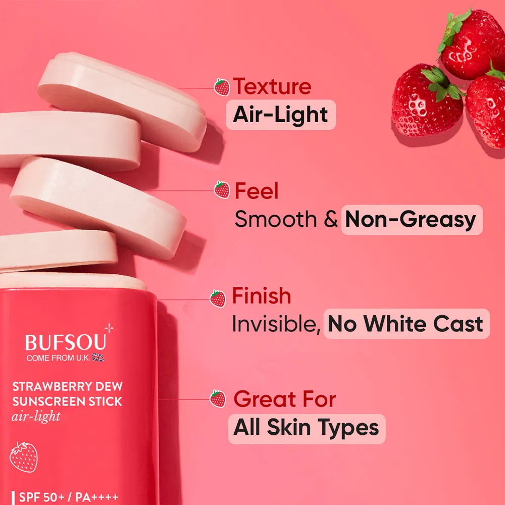 Private Label PA++++ UV Protection Sunblock Cream Non-Greasy Strawberry Matte Sun Stick SPF 50 Sunscreen