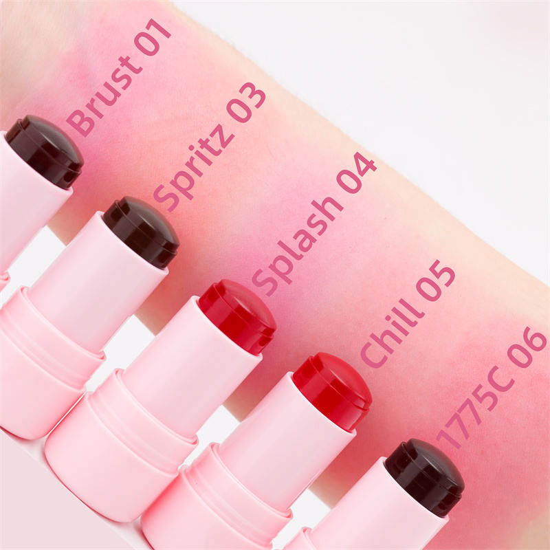 6 Colors Jelly Liquid Blush Stick Make Your Own Pink Low MOQ Private Label Custom Cheek Blush Stick Cream Makeup Blush Stick