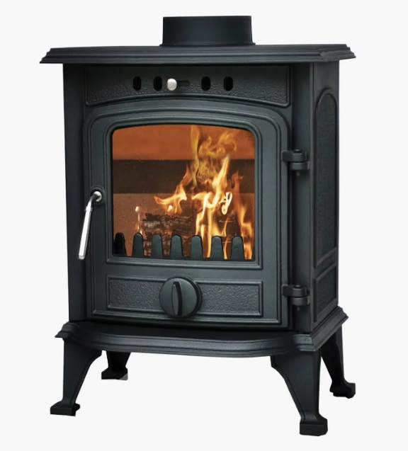 Compact Hybrid Cast Iron Wood Stove for Efficient Heating