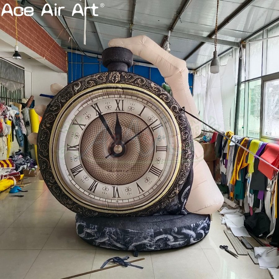 Custom Personalized 2.5mh Inflatable Skeleton Hand Hold Pocket Watch Model for Decoration