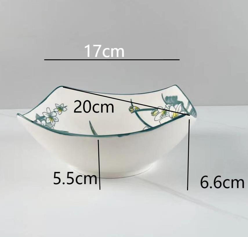 8"Square Salad Bowl Pad Printing Stoneware Porcelainware Tableware
