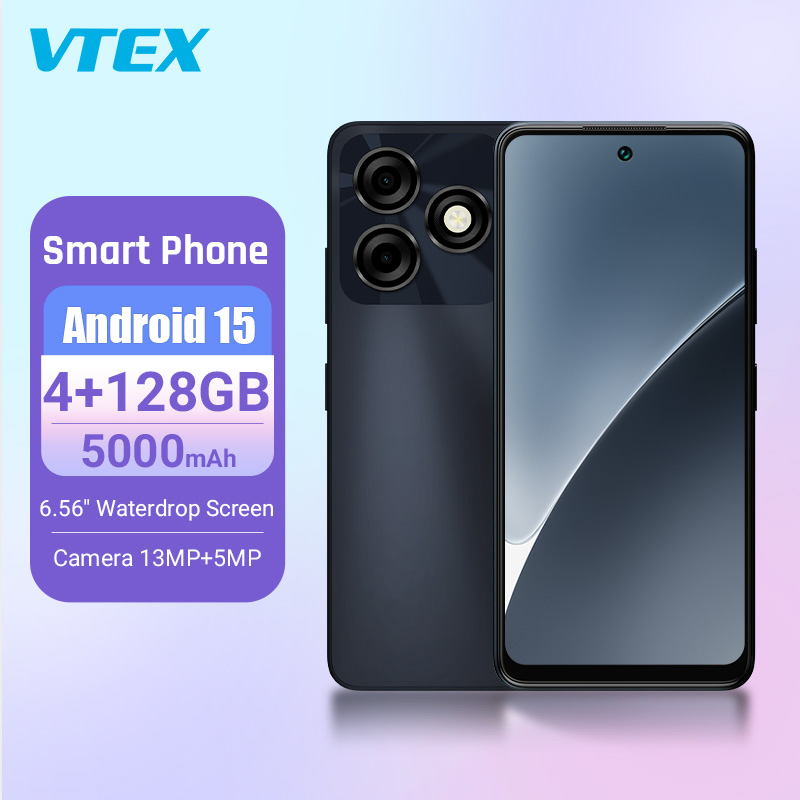 6.56 Inch Android 15 Camera13MP Front Camera 4+128GB 5000mAh GPS 2.0GHz Octa Core Smart Phone IPS Gaming 5000mAh Mobile Phone