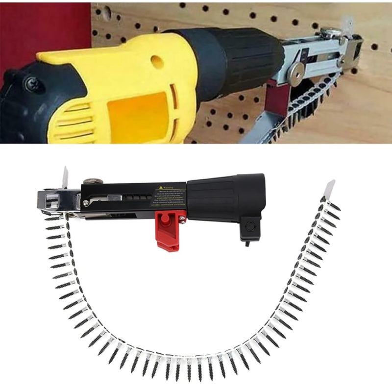 Screw Drill Chain Adapter for Power Drill Gun, 41mm-46mm Chuck Range Woodwork Rotary Screw Gun Attachment for Drywall Wood Board Ceiling, Screw Nail Gun