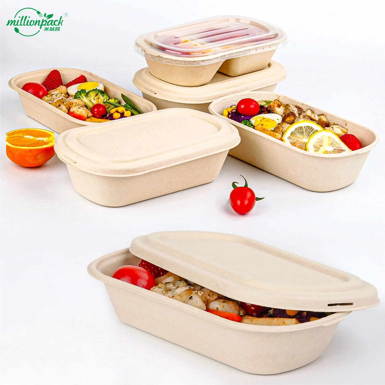 100% Natural Bagasse Container for Salad Bowls and Healthy Snacks